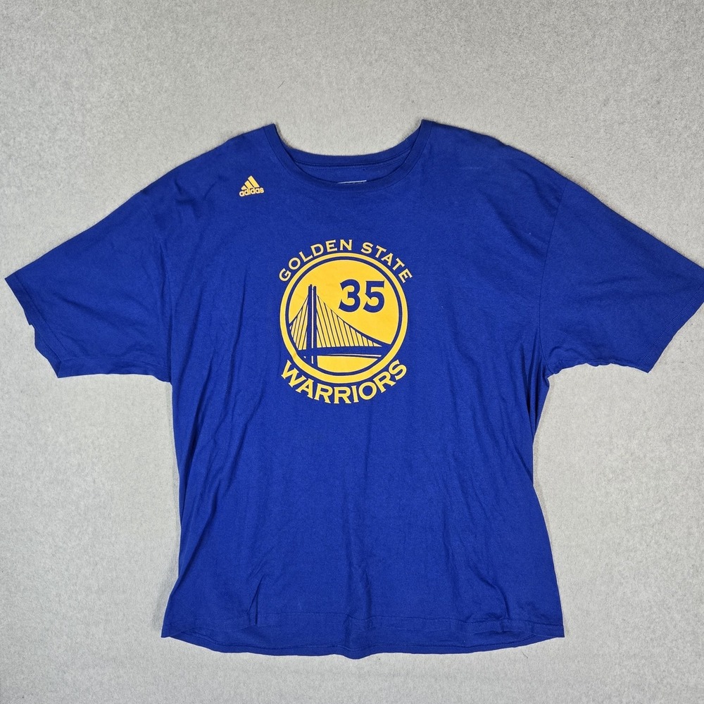 Golden State Warriors Men Shirt 3X Blue Adidas Kevin Durant 35 Graphic Team Logo